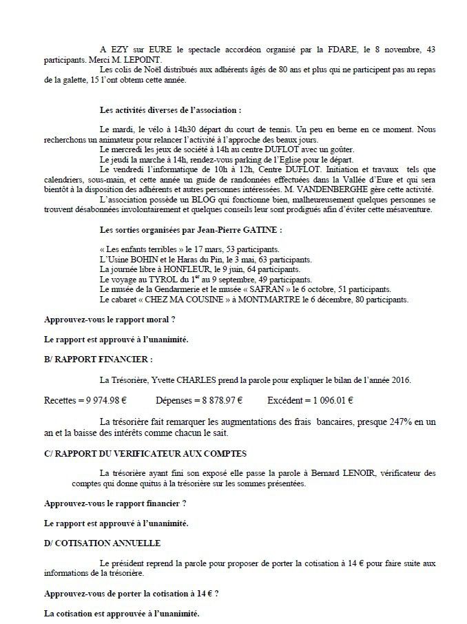 Procès Verbal de l' Assemblée Générale Ordinaire du 17 Mars 2017