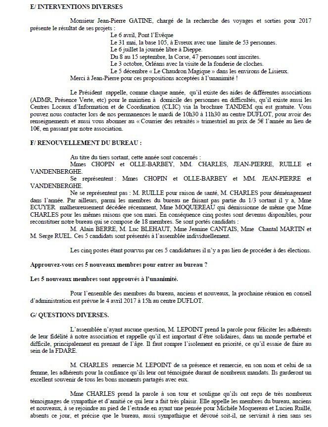 Procès Verbal de l' Assemblée Générale Ordinaire du 17 Mars 2017