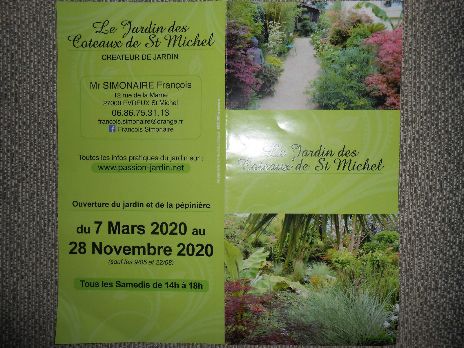 IDEE DE SORTIE : LE JARDIN DES COTEAUX DE ST MICHEL