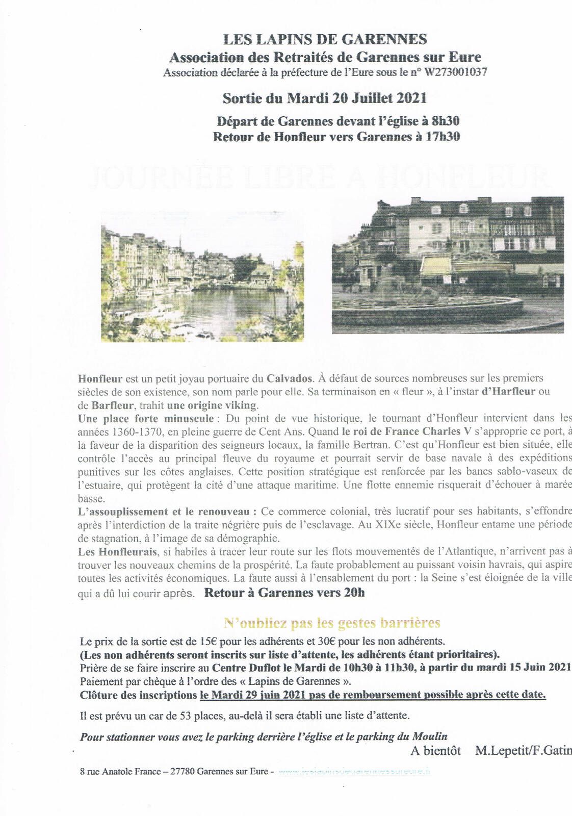 LA SORTIE A HONFLEUR