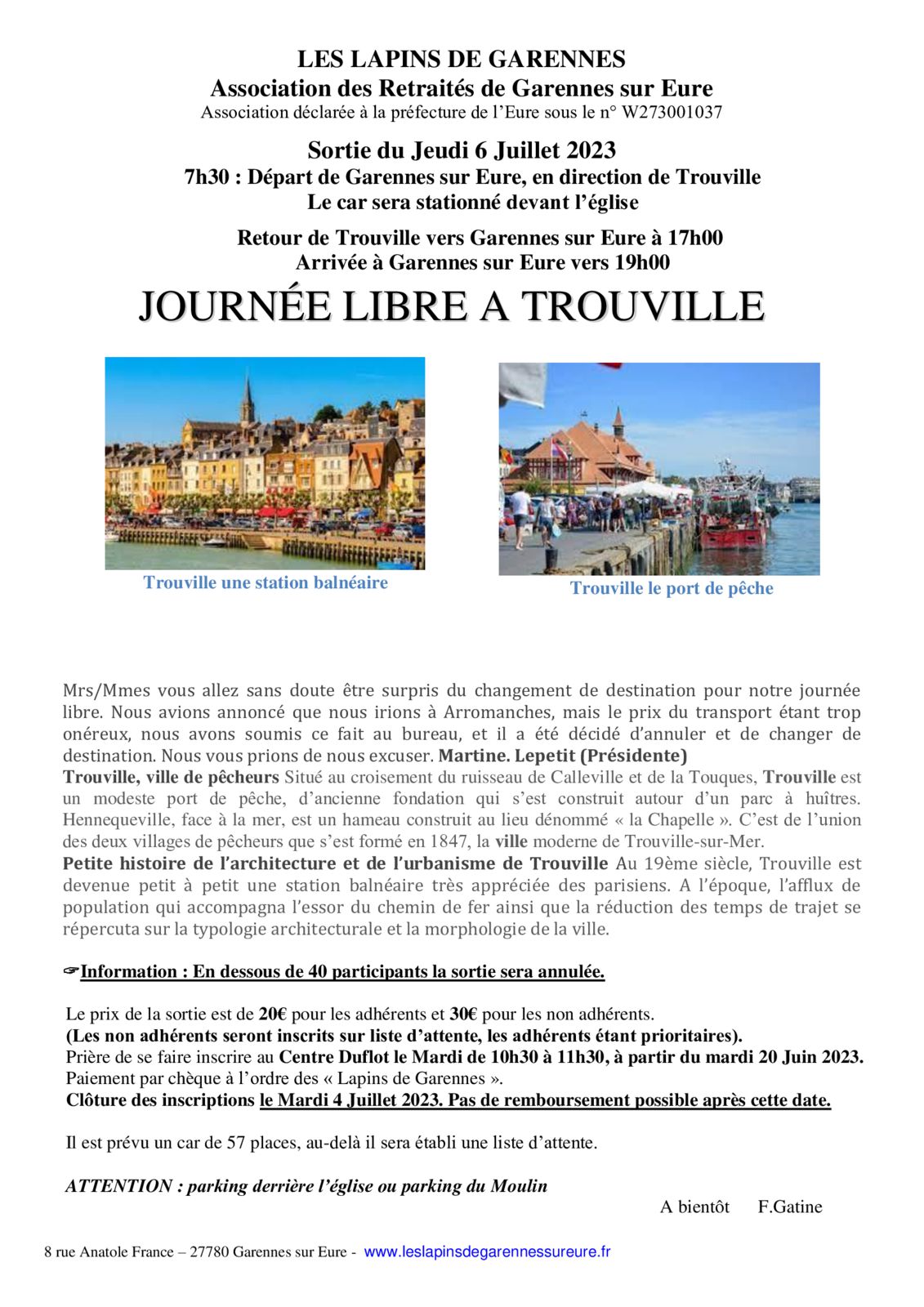 TROUVILLE, une idée de sortie avec les Lapins de Garennes.